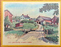 Vintage Lancaster PA Farm Scene Wood Plaque Myrtle Trembley Amish Decor