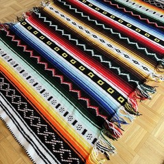 Handmade Knit Blanket Afghan Native American Southwestern Rustic Boho 50″x80″ EC