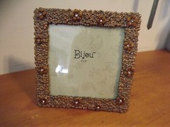 new BIJOU METAL PHOTO FRAME 4″X4″ gold w/ rhinestones NWOT