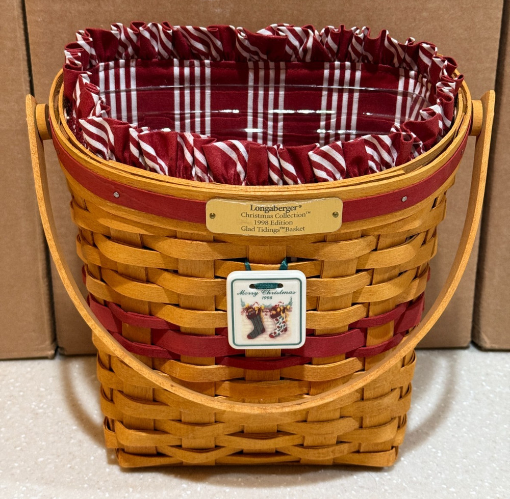 Longaberger Wall Hanging Glad Tidings Mail Christmas Basket Cloth LinerProtector