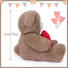 Osito de peluche 10in con corazon rojo regalo para ella novia mama ninos marron