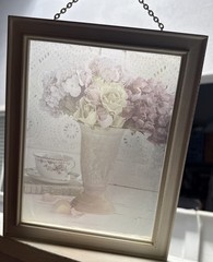 Vintage-style Floral Art Print Features A Bouquet Wooden Frame Ready to Hang