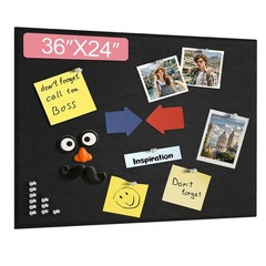 2 PCS 36×24 In Black Felt Bulletin Pin Board Foldable Photo Display Board