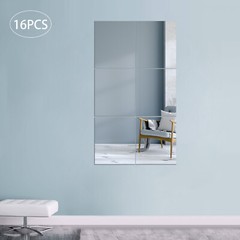 16PCS Acrylic Self-adhesive Frameless Wall Mirror Tiles Decor 14» x 12» Mirror