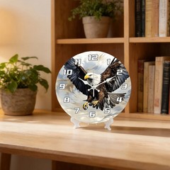 Eagle Pattern Wooden Silent Wall Clock No Battery Holiday Home Decors