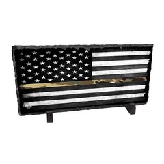Military Thin Camouflage Line American Flag Design Slate Rock Desk Accessory