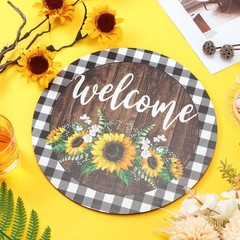 12 x 12 Inches Sunflower Sign Hanging Spring Summer Sunflower Welcome Sign Door