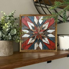 Rustic Patriotic Barn Star Wooden Plaque 4th of July Independence Day Decoration