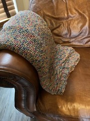 Vintage Handmade Crochet Blanket Throw Multicolor Speckled Afghan 58×68