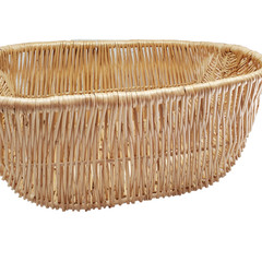 Handwoven Wicker Rounded Rectangular Bowl Basket Natural Light Wood Lightweight
