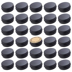 Art Secret 1 Oz 30Ml Black Screw Top Aluminum Tins Labels 32 Pack