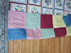 Handmade Quilt Patchwork Reversible Throw Lap Blanket 68”x48” Floral With Tote