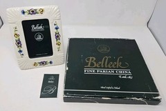 Belleek Fine Parian China 4×6 Picture Frame Enchanted Garden Pansies w/ Box