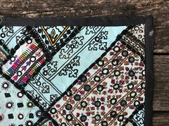 Blue patchwork mirror wall tapestry sindhi india pakistan 26″x54″