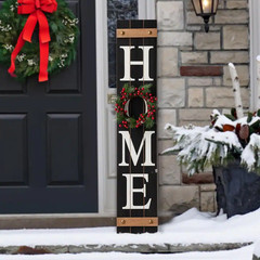 42 In. H Wooden Home Porch Sign with 3 Changable Wreathes (Spring/Fall/Christmas