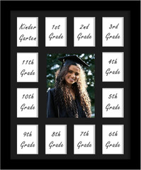 12×16 School Year Picture Frame K-12 Displays One 5×7 Photo and Twelve 2.5×3….