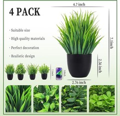 Artificial Plants Faux Potted Indoor Greenery for Home Office Bathroom Decor