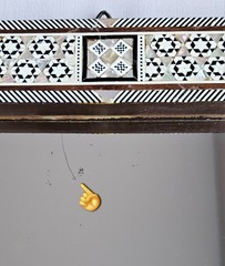 Vintage Egyptian MOTHER OF PEARL Mosaic Inlay MIRROR Handmade Arabesque, 13×16″