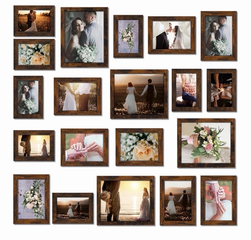 20 Pcs Gallery Wall Frames Set Rustic Picture Frames Collage Assorted Photo W…