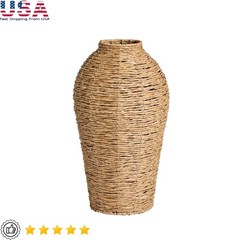 Oversized Woven Faux Seagrass Floor Vase Decorative Display Dried Plants New