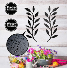 Vivegate Scroll Olive Branch Leaf Metal Wall Decor – 16″X16″ 2 Black Wrought Iro