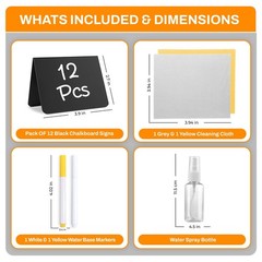 12 Pack Mini Chalkboard Signs for Food, 4”x3” Small Reusable Chalk Black