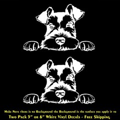 Schnauzer Two Pack 5″ or 6″ White Vinyl Decals Window Car Laptop Door Bumper