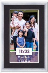 11×22 Frame Silver With Black Picture Mat For 11×22 Photo – Silver 13×24 Frame T