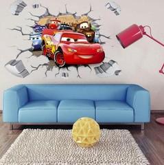 Disney 3D Cars McQueen Mater removable Wall Stickers Decal Kids Home Decor USA