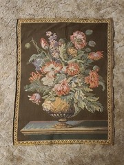 Bouquet Tulipe Fonce Floral French Tapestry Wallhanging / wall hanging / vintage