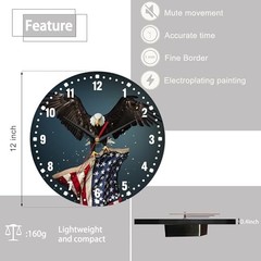 America Flag Eagle Wall Clocks,Patriotic Bald Eagle Wall Clock Usa Flag
