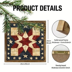 Vintage Star Quilt Flag Wooden Plaque Patriotic Farmhouse American Home Decor