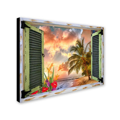 24 In. X 32 In. «Tropical Window to Paradise IV» by Leo Kelly Printed Canvas Wal