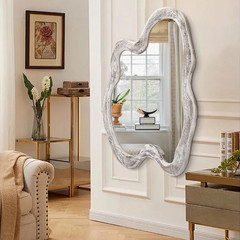 Large Irregular Wooden Wall Mirror 32″x24″ Vintage Decor for Any Room