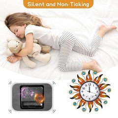 Sun Outdoor Clock with Thermometer and Hygrometer Combo, Silent No-Ticking Ou…
