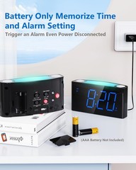 Digital Alarm Clock for Bedroom – 7 Color Night Light, USB and Type-C Charger,7.