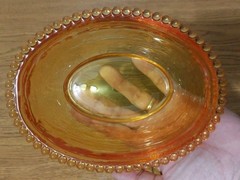 Amber Glass «Hen on Nest» Covered Dish 5 1/2 In Tall 7 In Long NEW