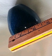 Italian Blue Marble Apple Solid w/Brass Leaf 1960s Paperweight 4″ Shelf Decor