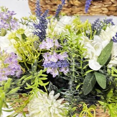 Everyday Decor Artificial Lavender Dahlia Woven Planter Set of 2 Floral Decor