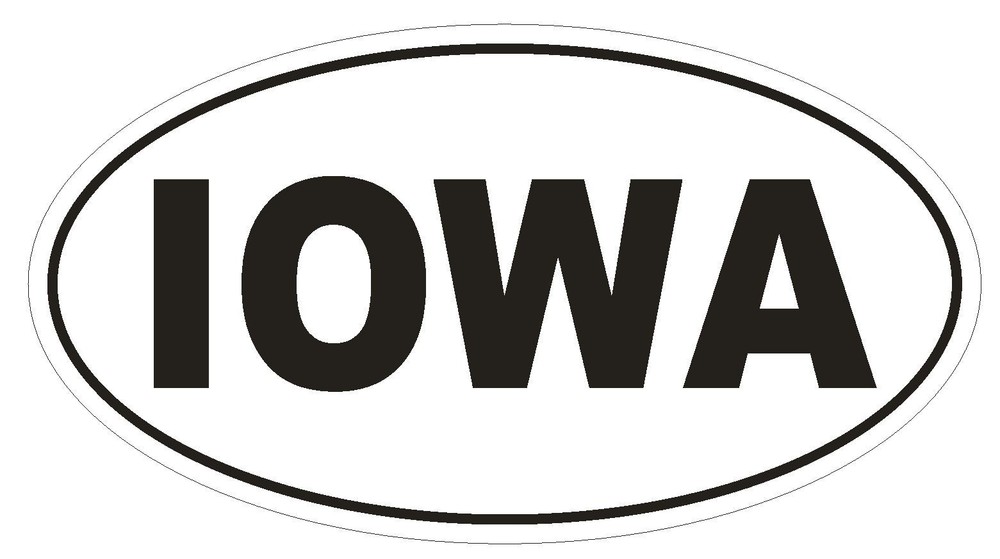 Iowa Oval Bumper Sticker or Helmet Sticker D2331 State Euro Oval