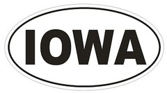 Iowa Oval Bumper Sticker or Helmet Sticker D2331 State Euro Oval
