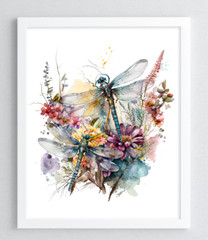 Dragonfly Art Print, Colorful Dragonfly Wall Art Decor Print, Nature Art Print