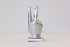 Peace Sign hand symbol sculpture Gold