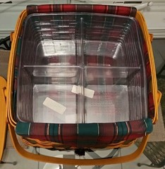 Longaberger 12 Days of Xmas Basket 14″ +3 Protectors (1 Divided)+Liner+Lid 2000