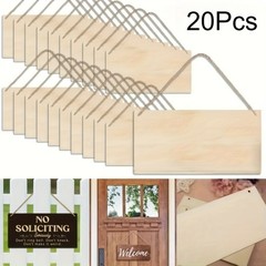 20/40/60pcs, Unprocessed Smooth Wooden Board, Wooden Signboard (With Rope)