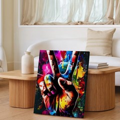 Colorful Peace Sign Hand Canvas Wall Art Modern Abstract Urban Pop Decor Print