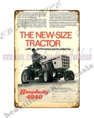 decor interior design 1971 Simplicity 4040 Farm Tractor Mower metal tin sign