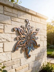 Colorful Metal Sun Wall Decor, Garden Outdoor Metal Art Sign