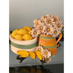 Vintage 1981 Syroco Homco Fruit Floral Wall Plaques Set 7610 Kitchen Decor USA