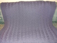 New Hand knit Afghan in blue-violet/purple 46″ wide x 72″ long
